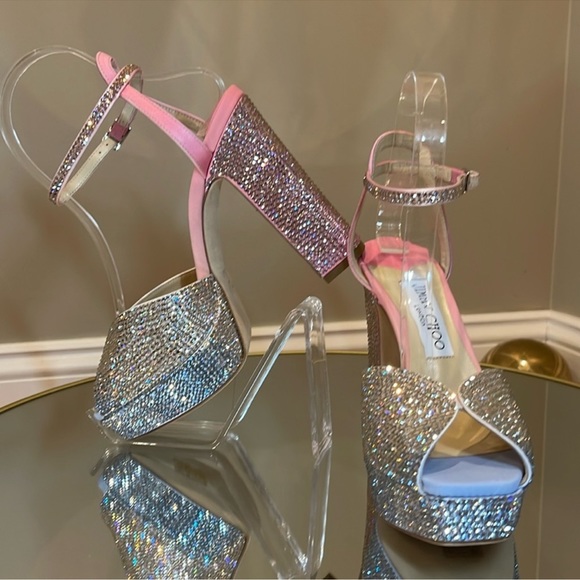 Jimmy Choo Sacaria 120 Crystal Embellished Platform Heeled Sandals size 37 - Picture 8 of 17